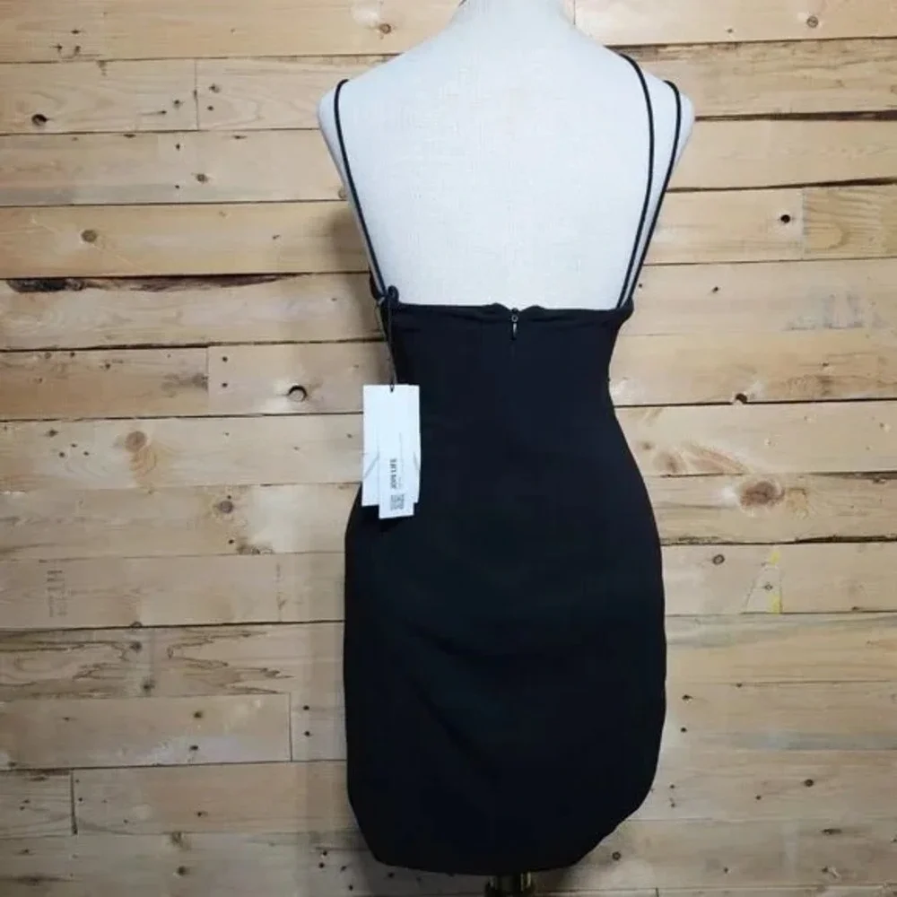 ZARA Asymmetric Draped Mini Dress Black XS Bodycon Date Night Clubwear - Picture 3 of 10